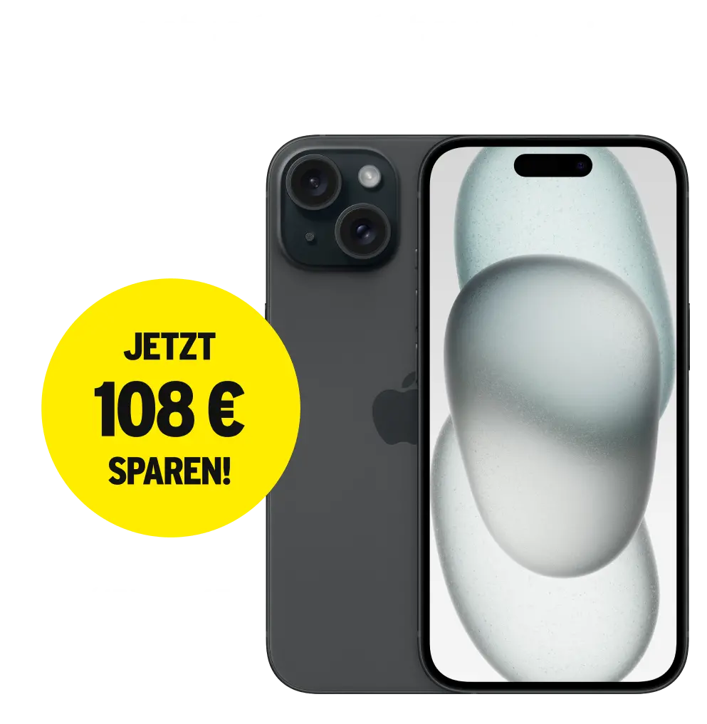 z. B. mit dem iPhone 15, jetzt 108 € sparen